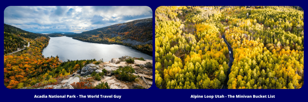 Fall colors of Acadia National Park & Alpine Loop Utah