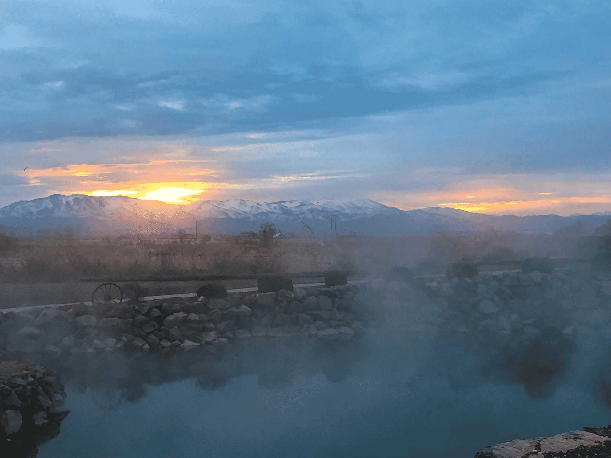 Hot Springs during sunrise near Genoa Nevada