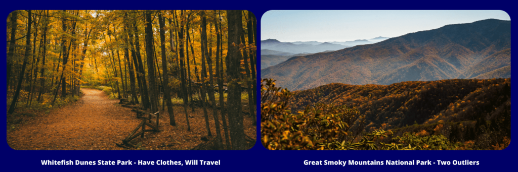 Fall Colors of Whitefish Dunes State Park and Great Smoky Mountains National Park