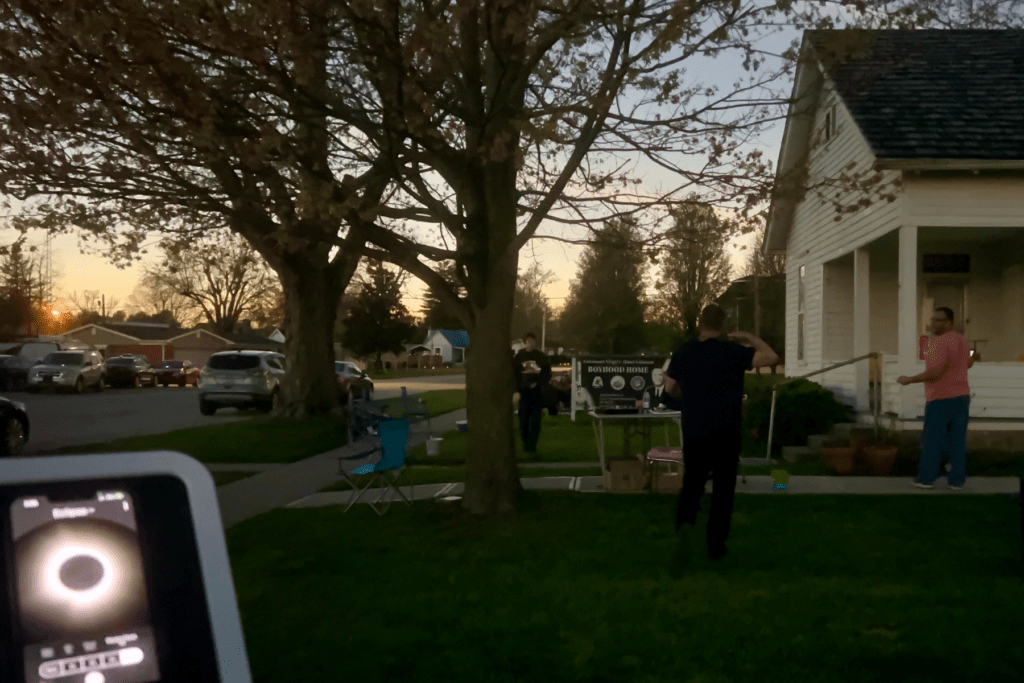 Gus Grissom boyhood home during the April 2024 eclipse 