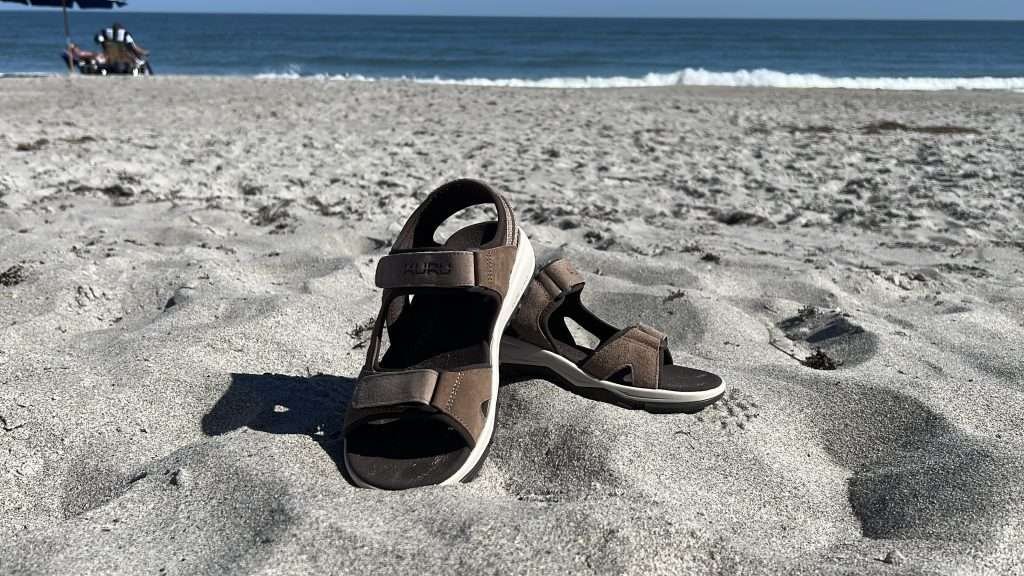 KURU TREAD sandals on Florida's Space Coast beach 