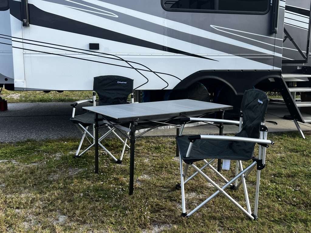 King Camp table and chairs with RV 