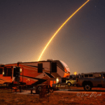Capground with Space X launch overhead in Florida