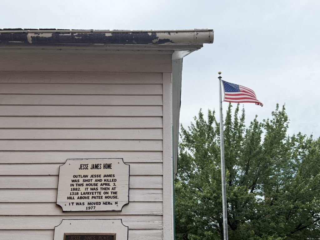 Jesse James Home in St Joseph MO sign stating he was killed here